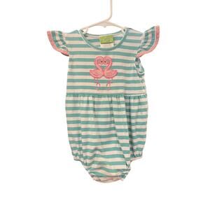 Classic Whimsy 24M Flamingo Striped Bubble Romper